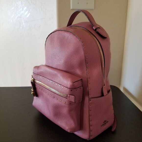 Coach Pink Leather Backpack - Picture 4 of 10